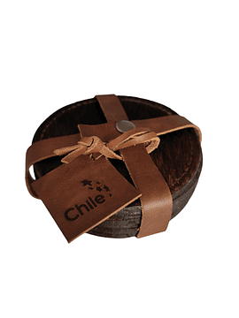 SET POSA VASOS DE CUERO - PELO DE VACA.