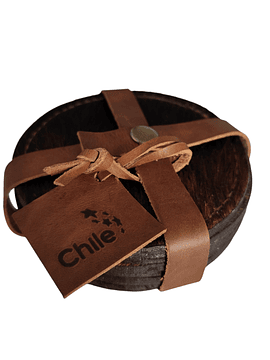 SET POSA VASOS DE CUERO - PELO DE VACA.