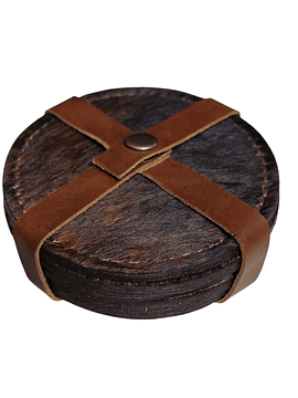 SET POSA VASOS DE CUERO - PELO DE VACA.