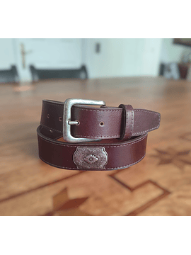 CINTURÓN CUERO APLICACIONES PLATA ENVEJECIDA