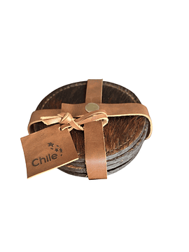 SET POSA VASOS DE CUERO - PELO DE VACA.