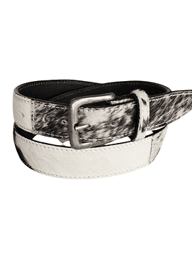 CINTURÓN PATCHWORK CUERO - PELO VACA TONOS NEGRO. (TALLA L) 1