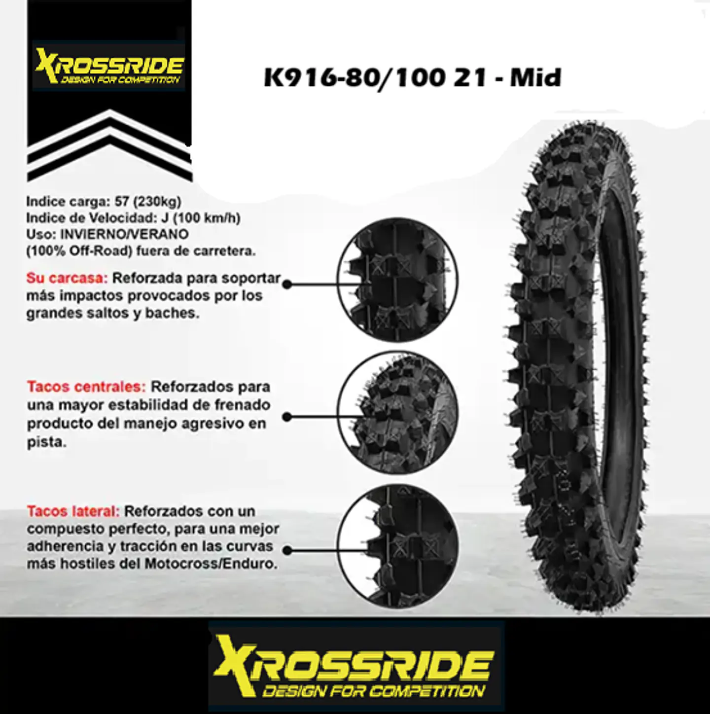 Cubierta Enduro Cross 80/100 21 Mid 3