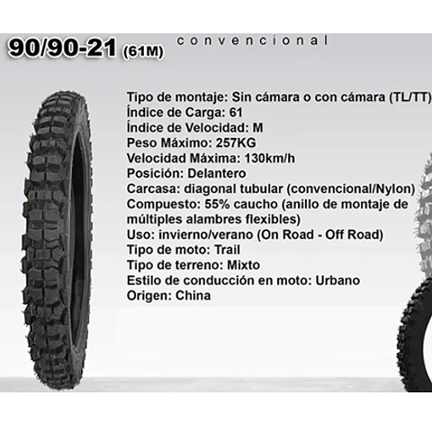 Cubierta Trail 120/90 R18 50% Off Road 50% Street