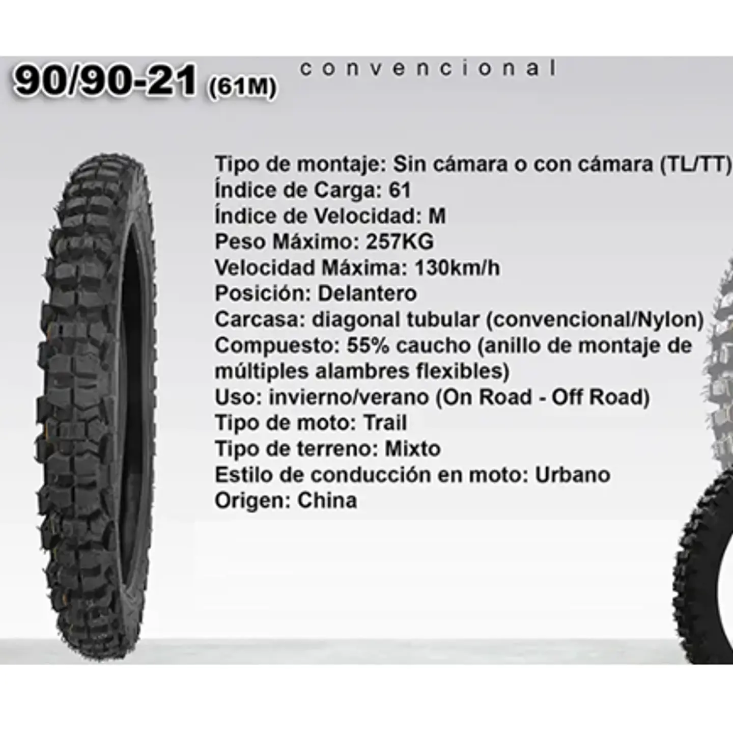 Cubierta Trail 120/90 R18 50% Off Road 50% Street 2