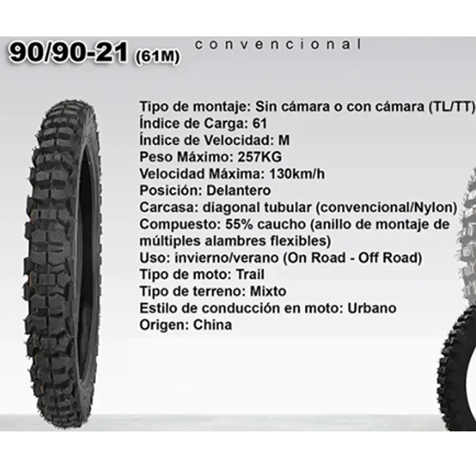 Cubierta Trail 120/90 R18 50% Off Road 50% Street 2