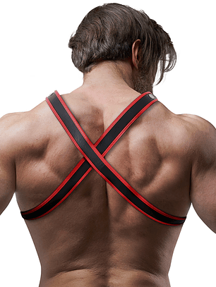 HARNESS CHEST X-BACK - BLACK/RED