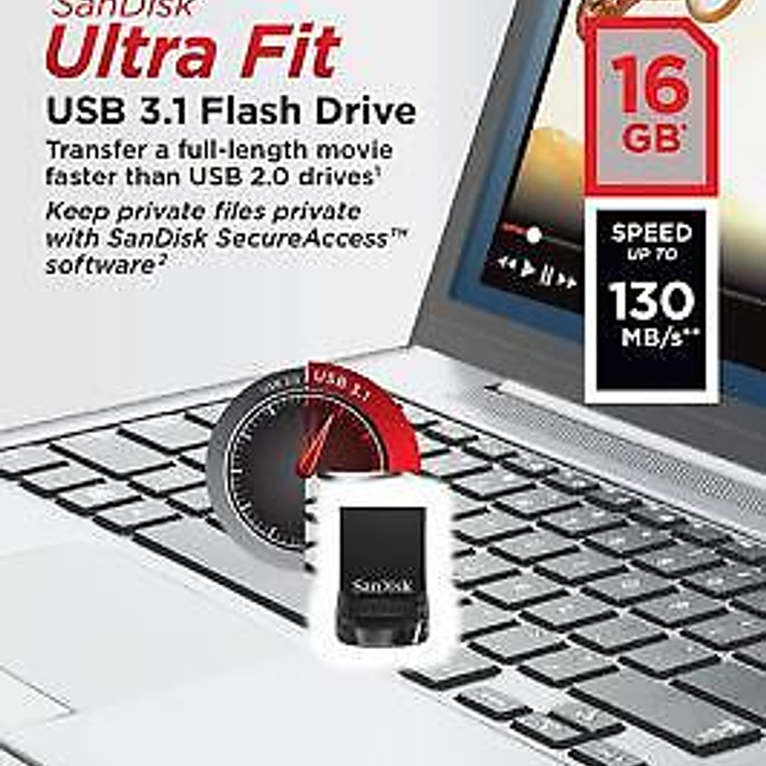 PENDRIVE 16 GB ULTRA FIT PARA AUTOMÓVILES 1