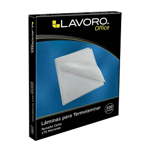 LAMINA TERMOLAMINAR CARTA 100 UNID. 175 MICRONES LAVORO
