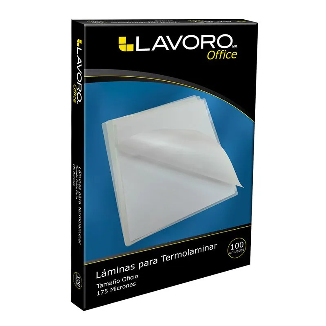 LAMINA TERMOLAMINAR OFICIO 100 UNID. 175 MICRONES LAVORO 1