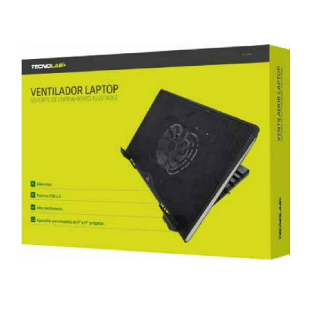 VENTILADOR COOLER NOTEBOOK AJUSTABLE NEGRO TECNOLAB 3