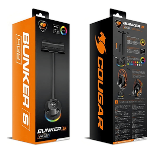 Soporte para auriculares Cougar Bunker S Rgb con conector USB, color negro