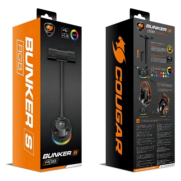 Soporte para auriculares Cougar Bunker S Rgb con conector USB, color negro 2