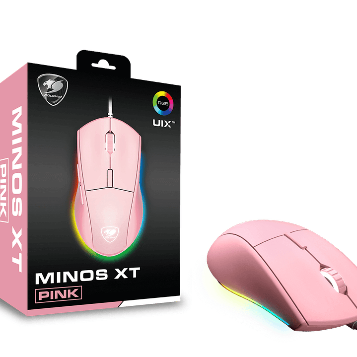 Mouse Gamer Cougar Minos XT, 6 Botones, 4000DPI, Color Rosado 1