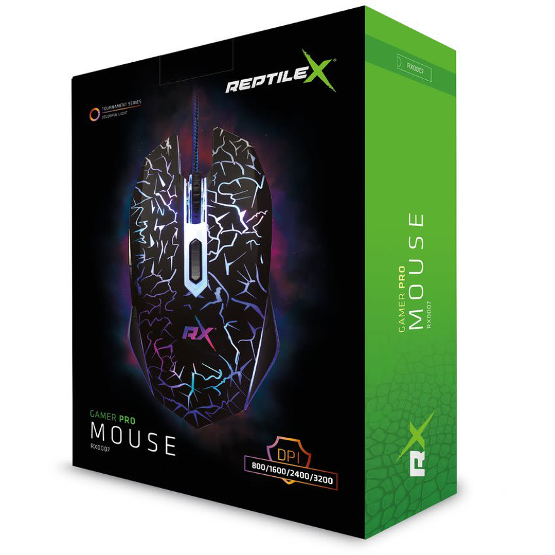 MOUSE GAMING 6 BOTONES 3200 DPI REPTILEX RX0007 3