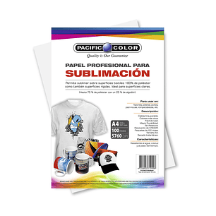 PAPEL DE SUBLIMINACION FORMATO A4 DE 100 HOJAS