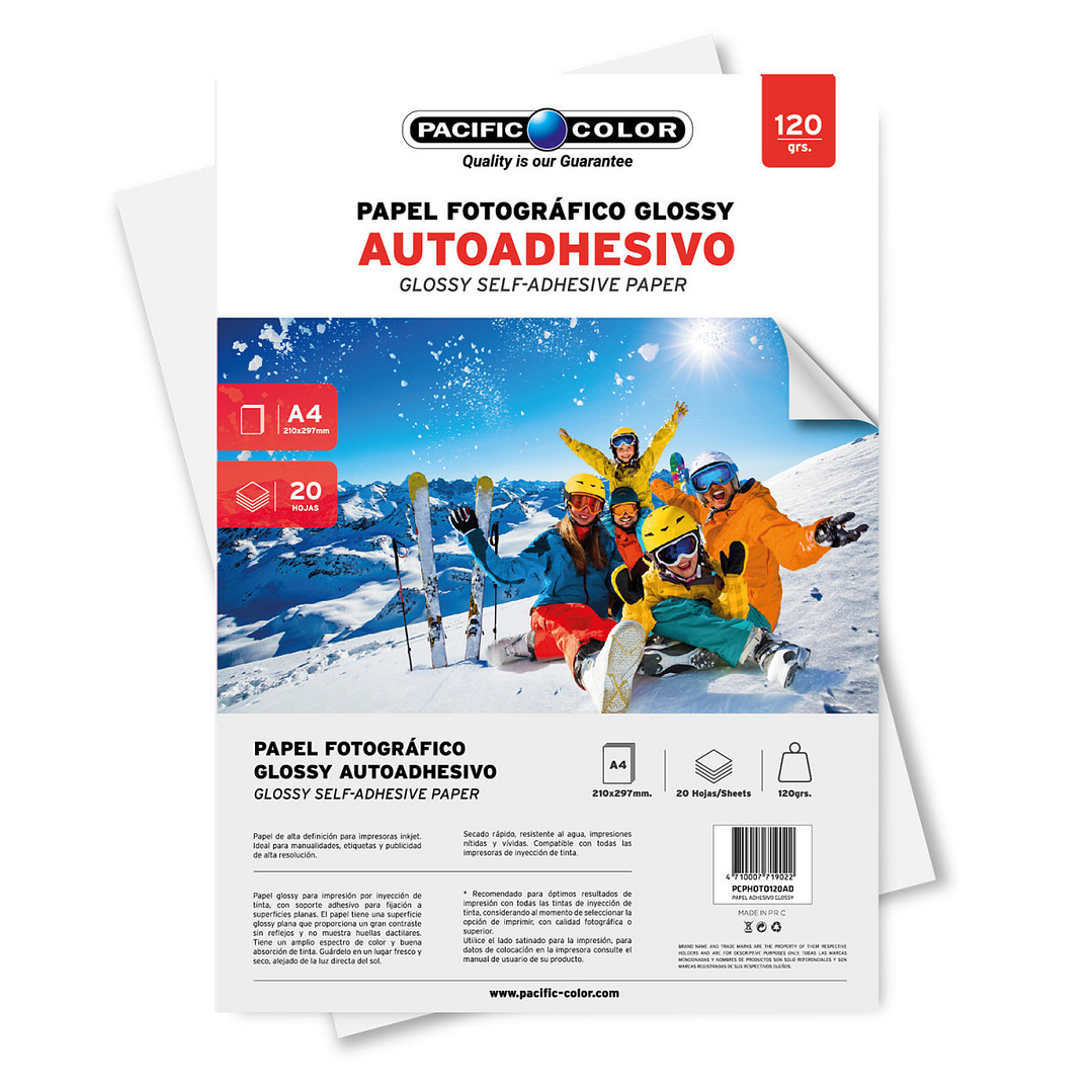PAPEL FOTOGRAFICO AUTOADHESIVO  DE 120GR DE 20 HOJAS 1