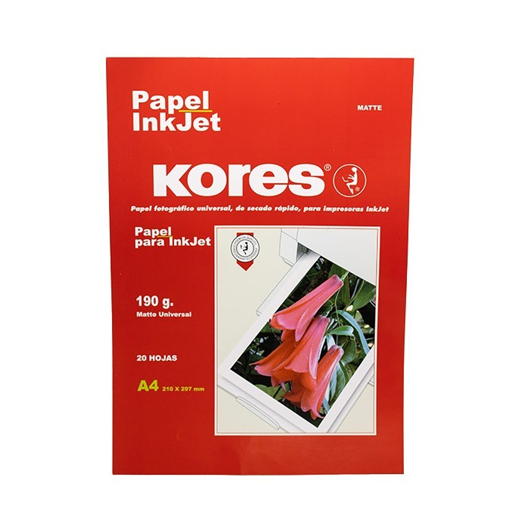 Papel Matte de 190GRS. 20 hojas universal – tamaño A4 1