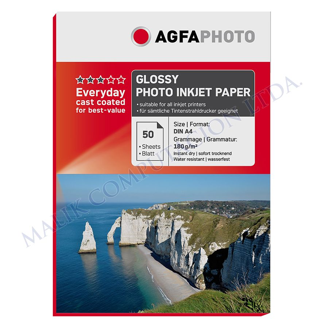 PAPEL FOTOGRAFICO AGFA A4 180GR GLOSSY 50 HOJAS 1