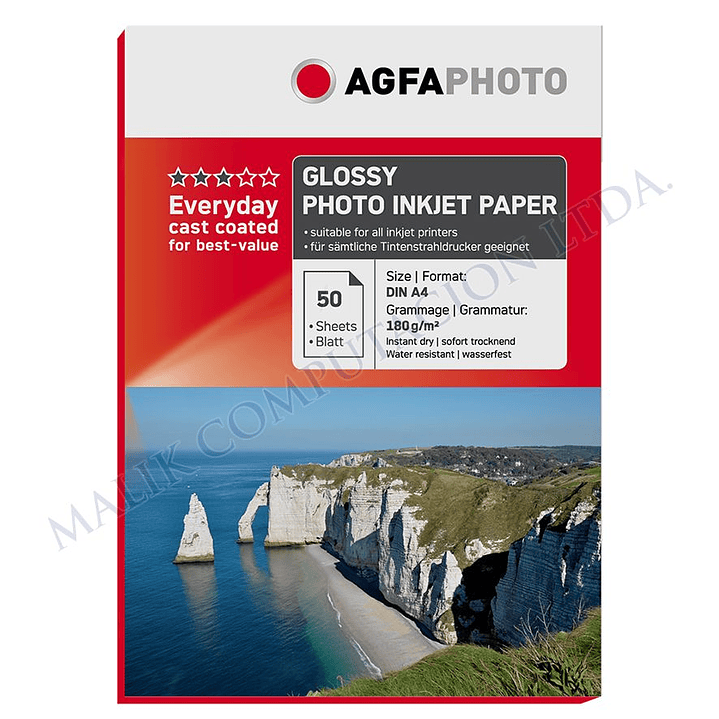 PAPEL FOTOGRAFICO AGFA A4 180GR GLOSSY 50 HOJAS 1