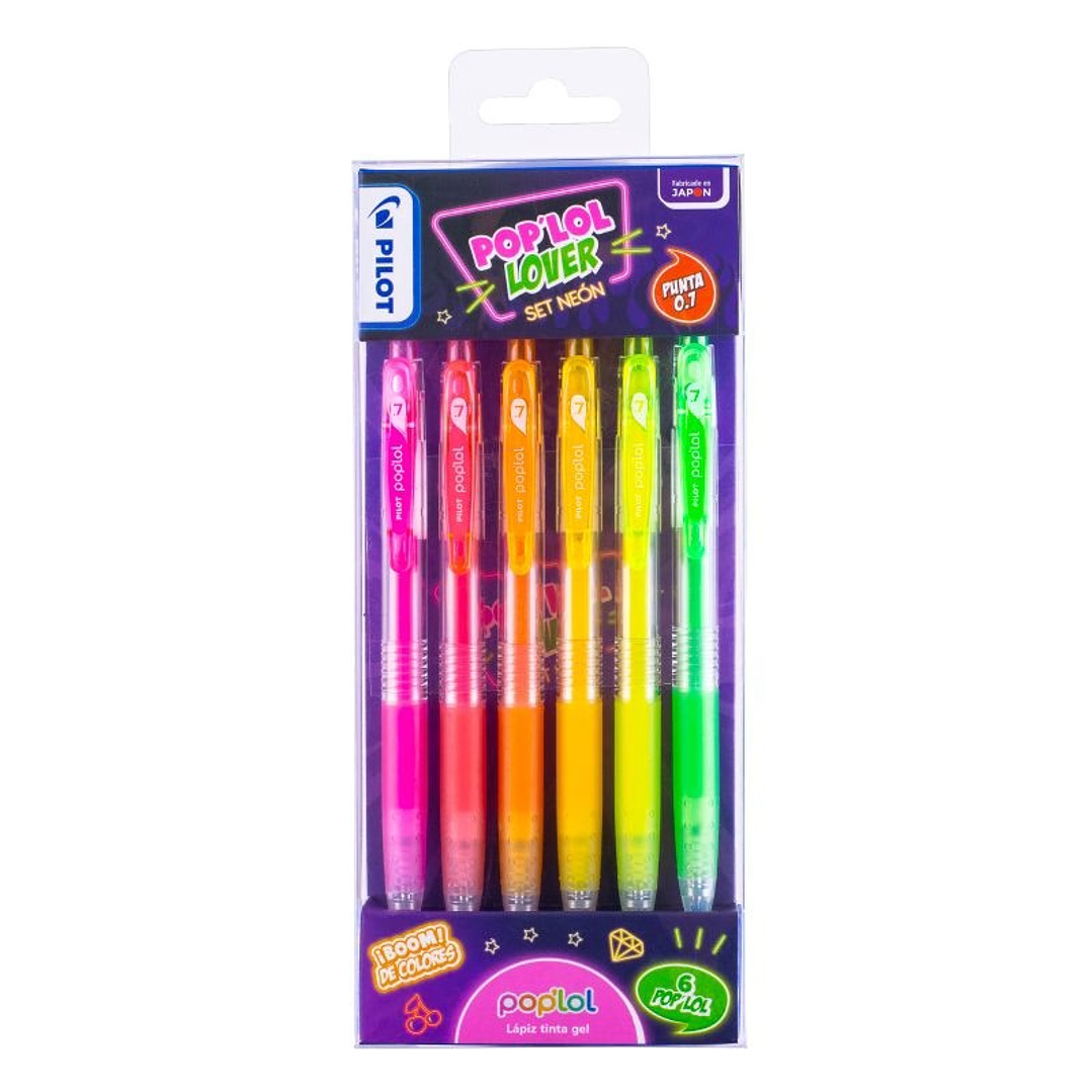 Set Lápices Gel Pop´lol Neón 6 unidades pilot 1