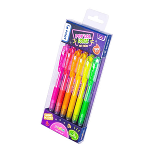 Set Lápices Gel Pop´lol Neón 6 unidades pilot