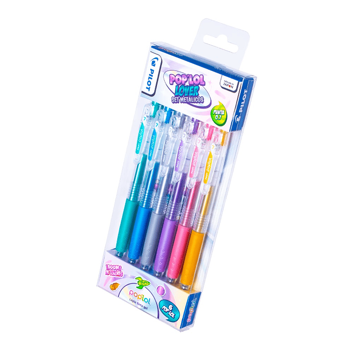 Set Lápices Gel Pop´lol metalicos 6 unidades pilot 2