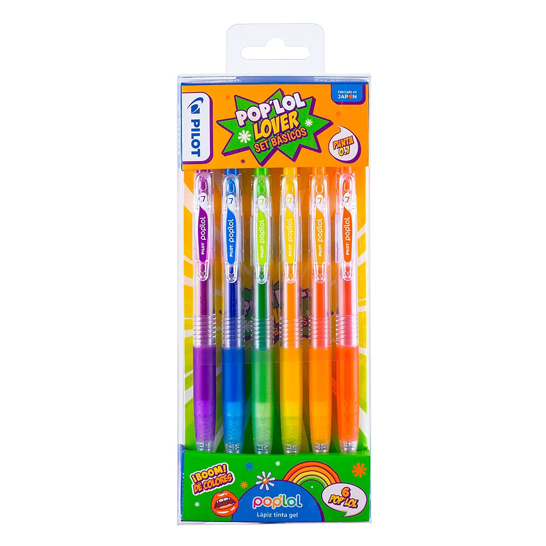 Set Lápices Gel Pop´lol set basicos 6 unidades pilot 1