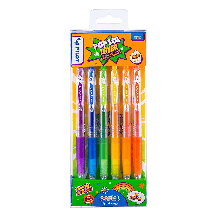 Set Lápices Gel Pop´lol set basicos 6 unidades pilot 1
