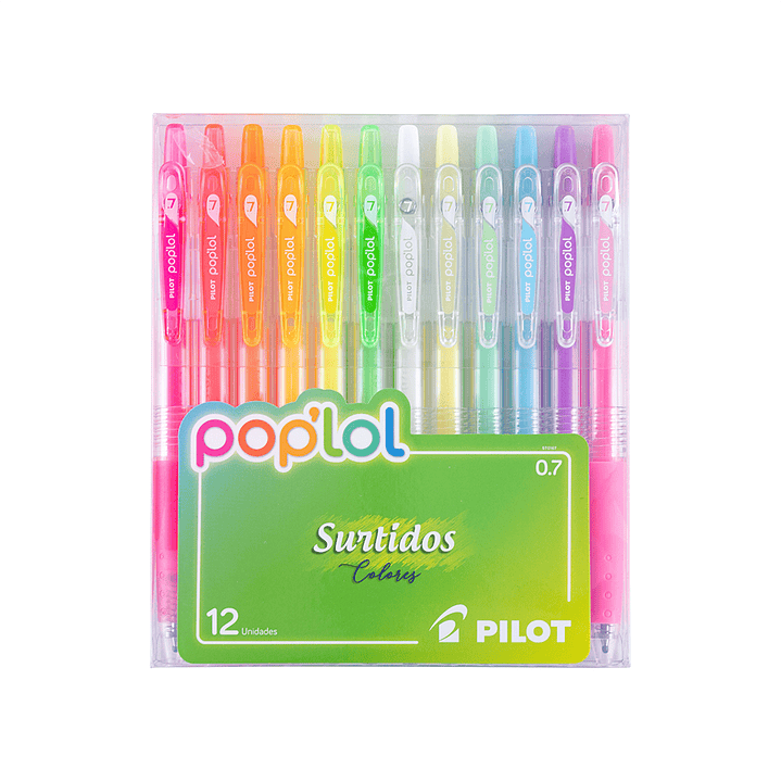 Set Lápices Gel Pop´lol 0.7 Tutti Frutti 12 unidades Pilot 1