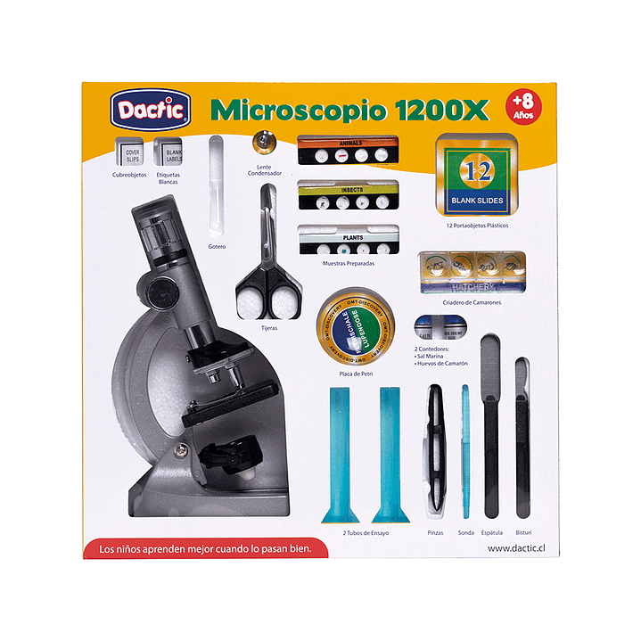 Microscopio 1200x Con Accesorios Color Plateado 1