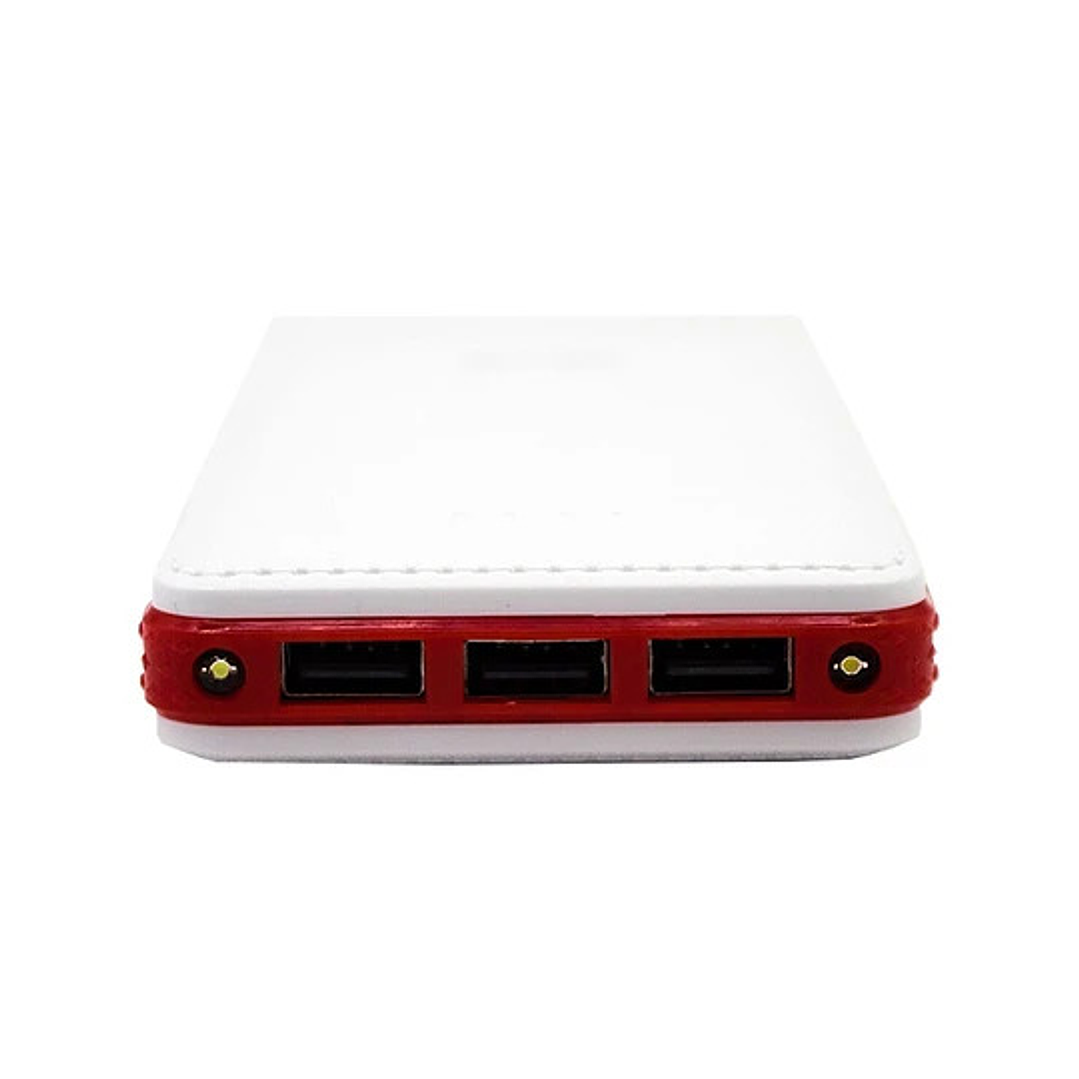 Power Bank Cargador Portátil 17000Mah 3 Usb Blanco Rojo  2