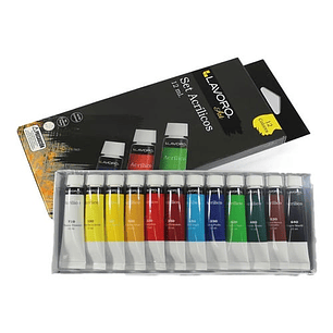 SET ACRÍLICOS  12ML 12 COL LAVORO 