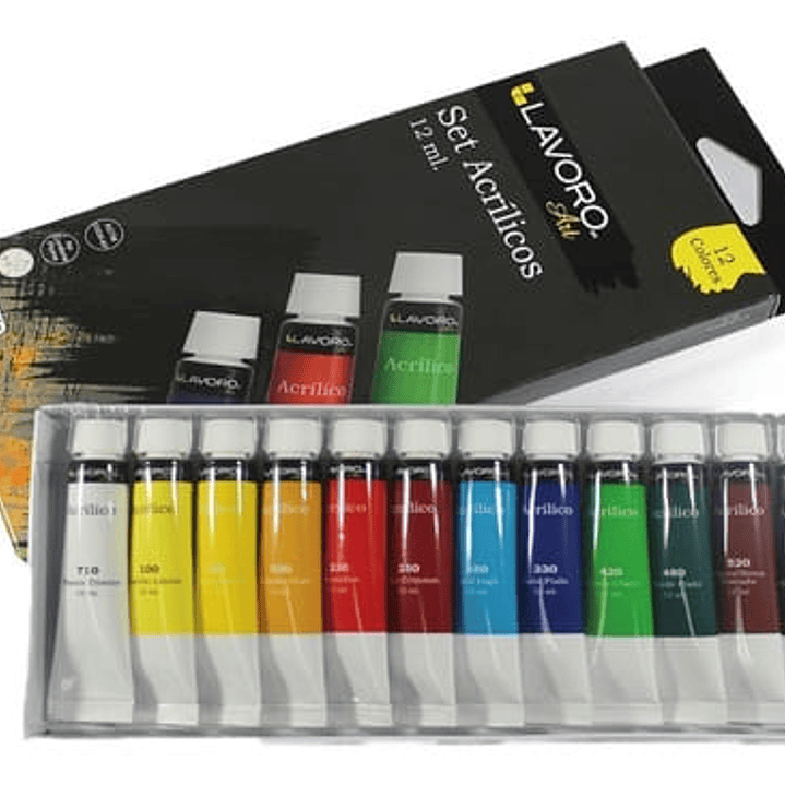 SET ACRÍLICOS  12ML 12 COL LAVORO  1