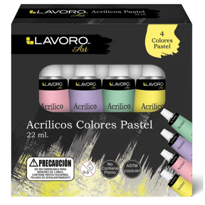 Set Acrilicos 4 Colores Pastel Lavoro 1