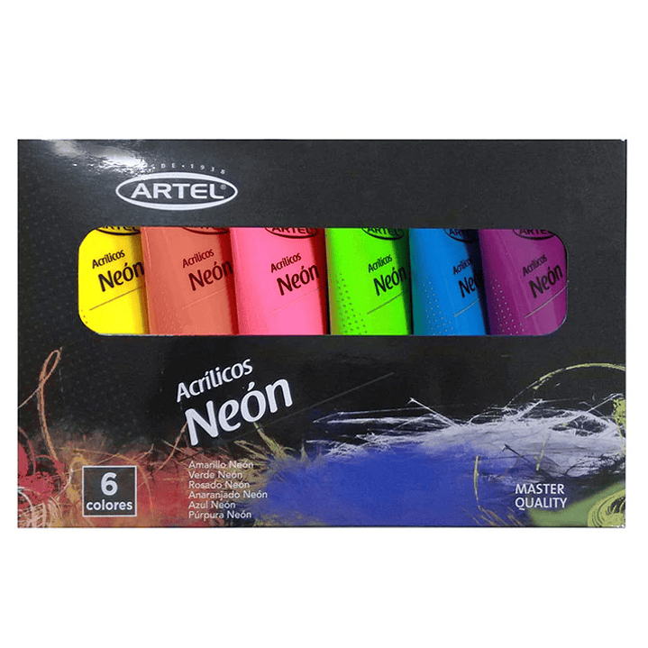 Set Acrilicos 6 Colores Neon  Artel 1