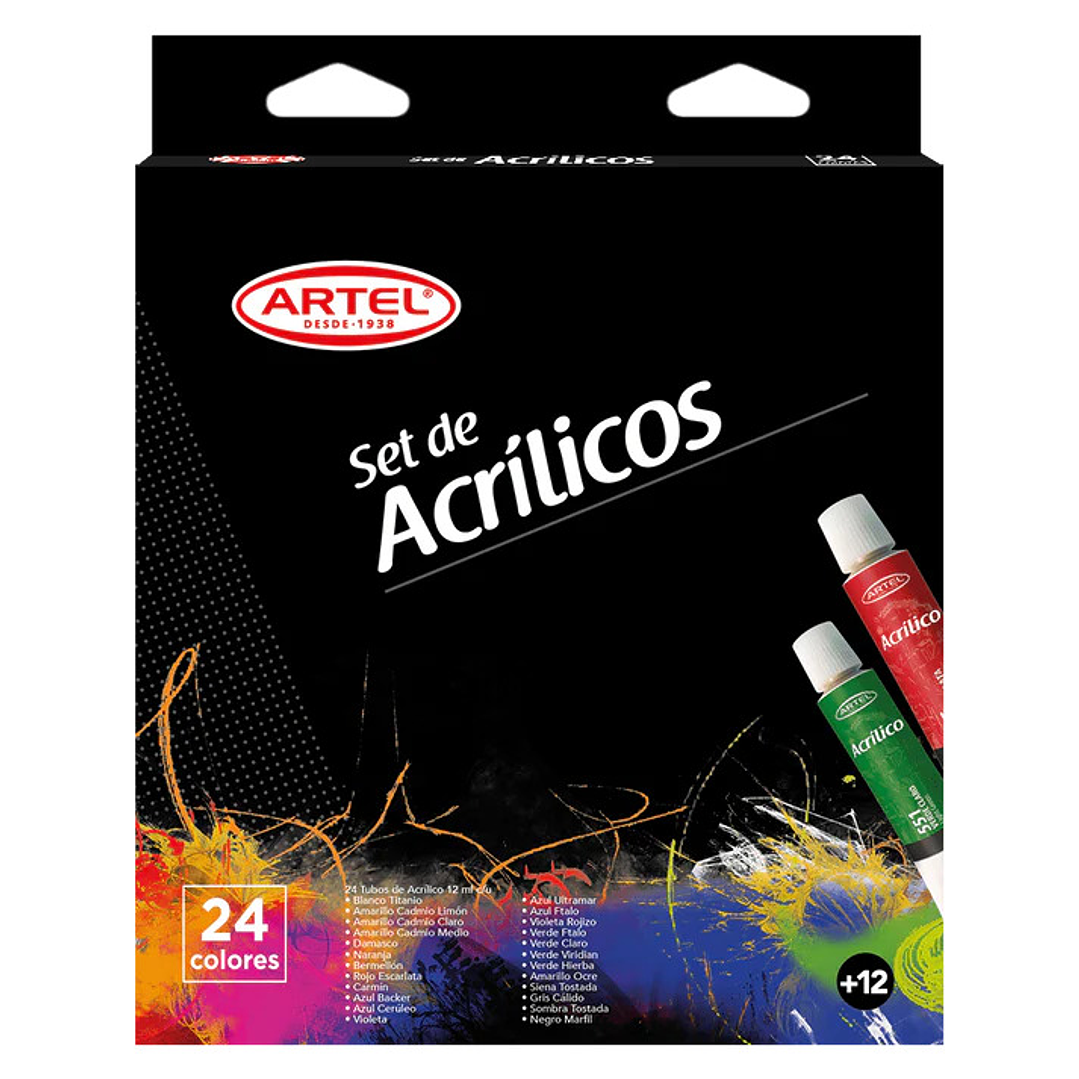 Set Acrilicos 24 Colores  Artel 1