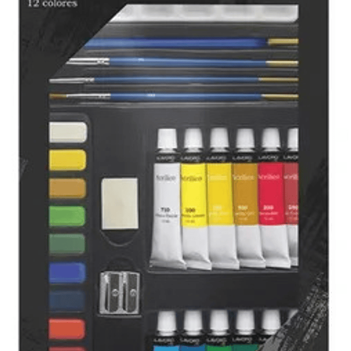 Set Acrilicos 12 Colores + Accesorios Lavoro 1