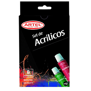 SET ACRÍLICOS  12ML 8 COLORES ARTEL