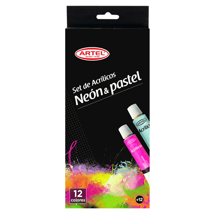 Set Acrílicos Artel 6 Neon+6 Pastel 12ml 1