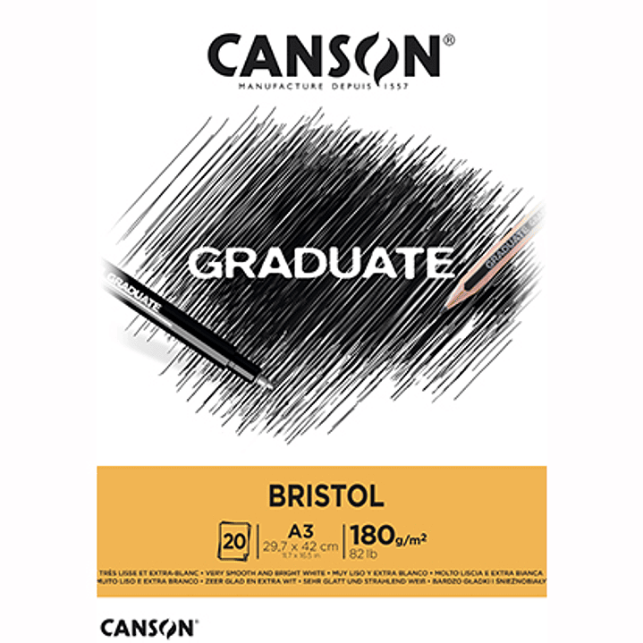 Canson Graduate  Block Bristol 20 hojas 180 g/m2 1