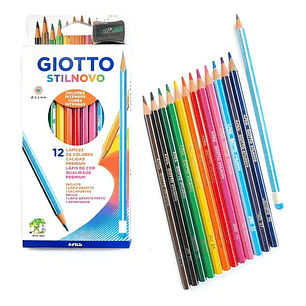 Lapices Giotto Stilnovo 12 Colores + Sacapunta + Grafito