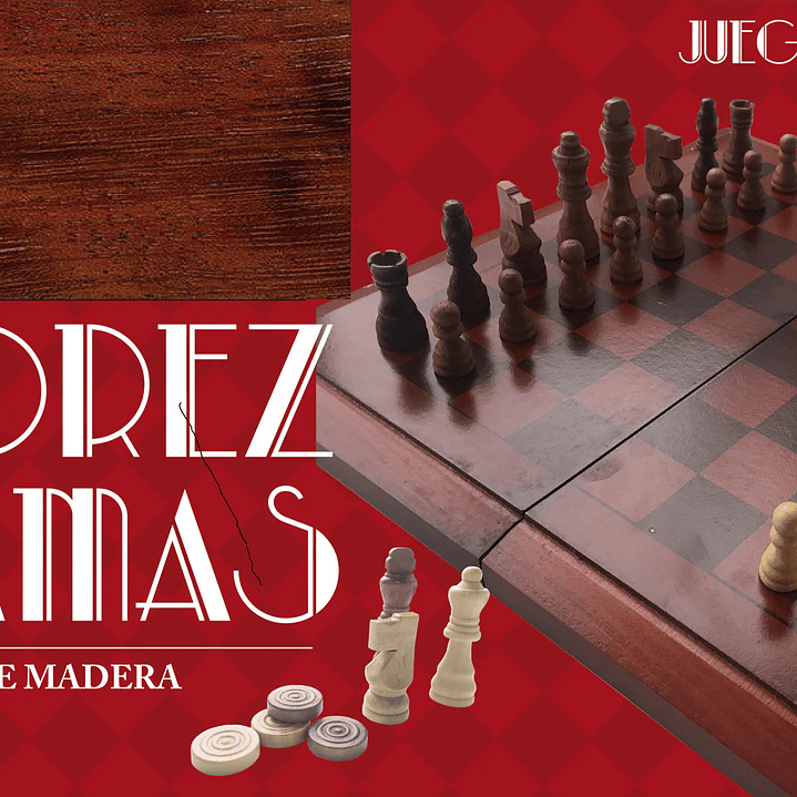 Ajedrez Damas Premium De Madera  2