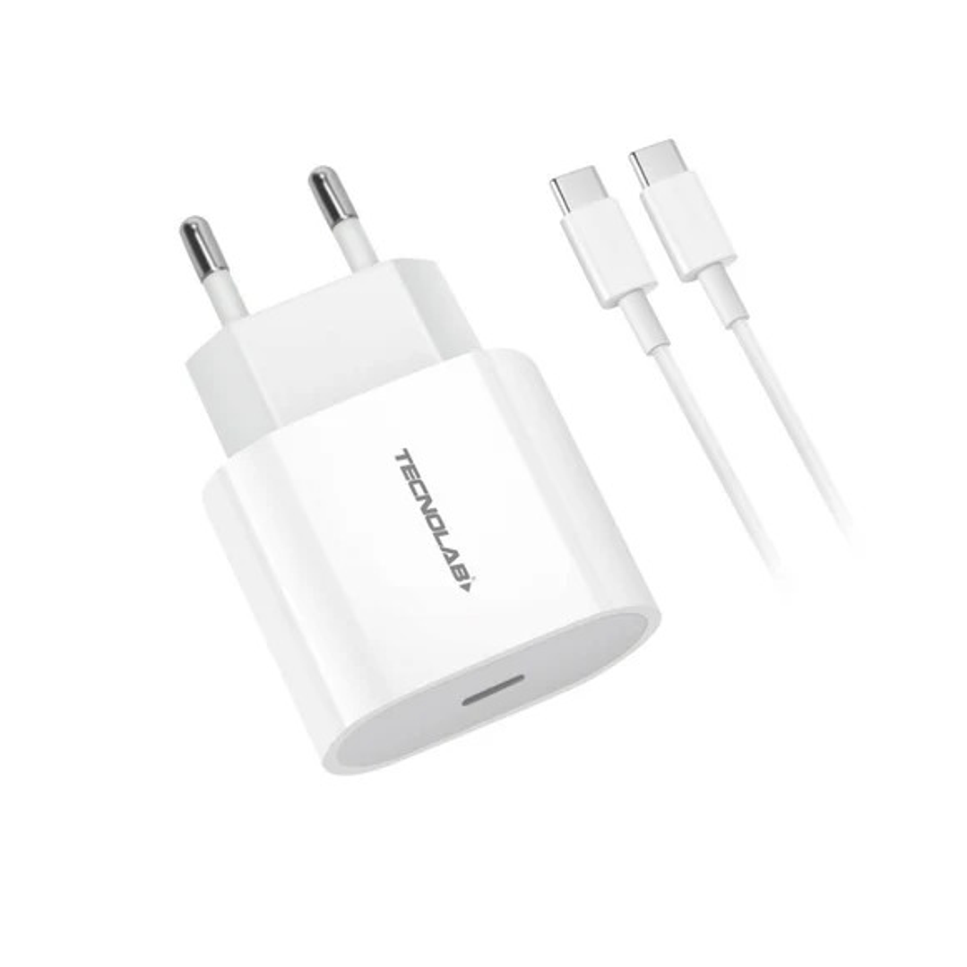 CARGADOR TIPO C + CABLE TIPO C A TIPO C   TL464 TECNOLAB 1