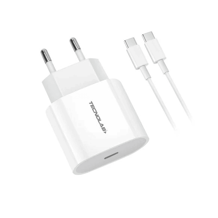 CARGADOR TIPO C + CABLE TIPO C A TIPO C   TL464 TECNOLAB 1