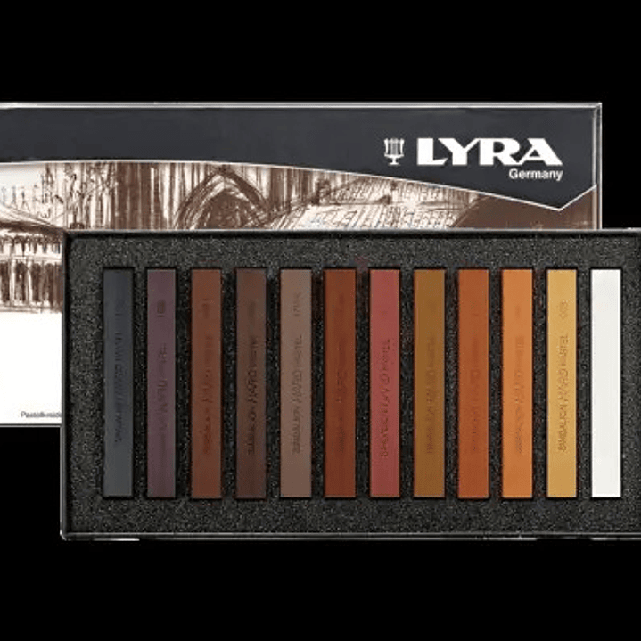 SET PASTELES SECO LYRA TONOS CAFÉ - 12 COLORES 1