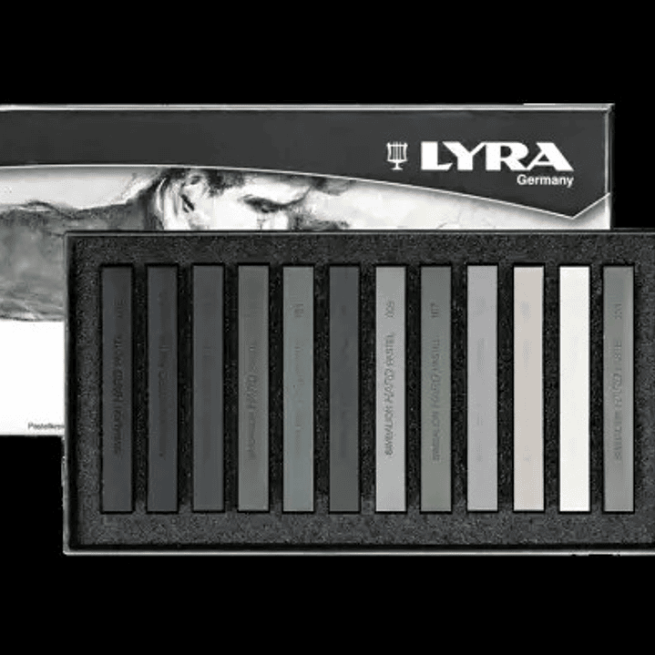 SET PASTELES SECO LYRA TONOS GRISES - 12 COLORES 1