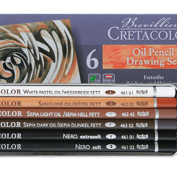 Caja Metálica de 6 Lápices Grasos Cretacolor 1