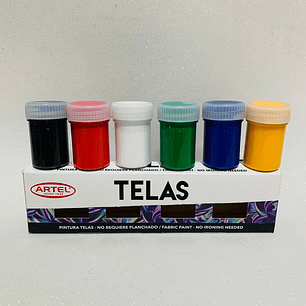 Estuche Pintura Telas 6 Colores 15ml. Artel