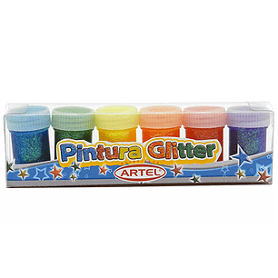 Estuche Pintura glitter 6 Colores  Artel